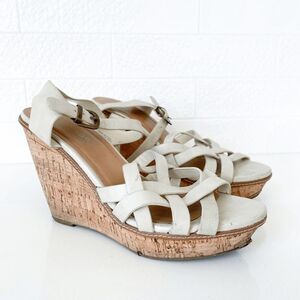 Harlow Womens Strappy Cork Wedge Heel Platform Sandals Tan Size 8